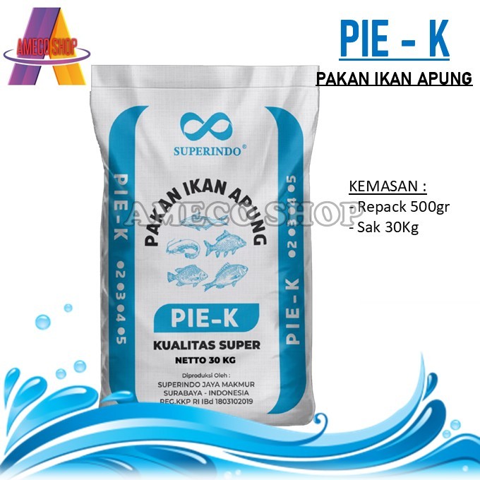 PIEK Ekonomis Pelet Pakan Ikan Umum Lele Nila Gurame 2mm Repack 1/2 Kg