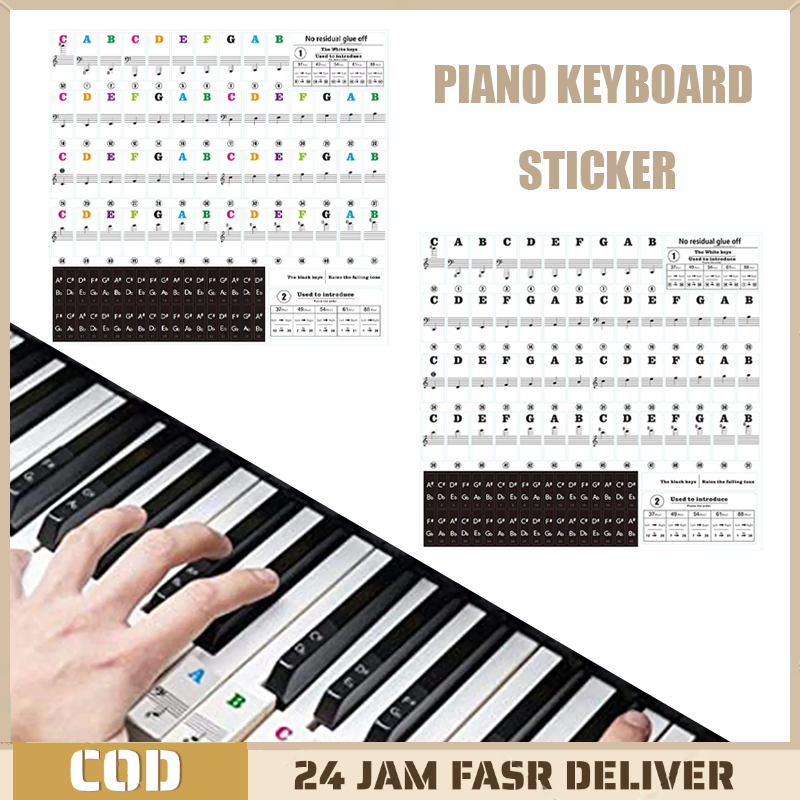 1set Keyboard Piano Sticker Keyboard Piano Stiker Piano Keyboard Label Piano Stiker Angka Piano Pian