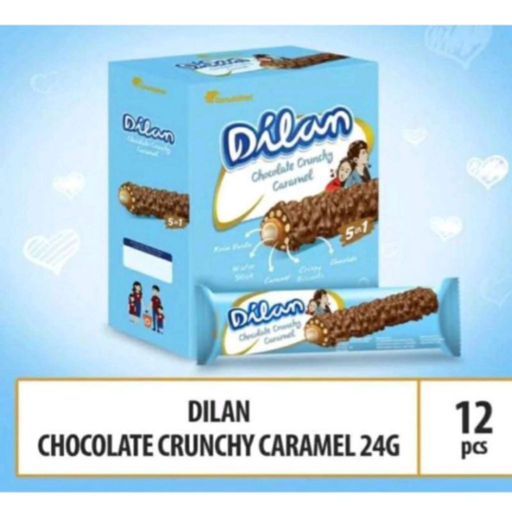 

1 BOX( ISI 12)DILAN CHOCOLATE CRUNCHY CARAMEL 5IN1