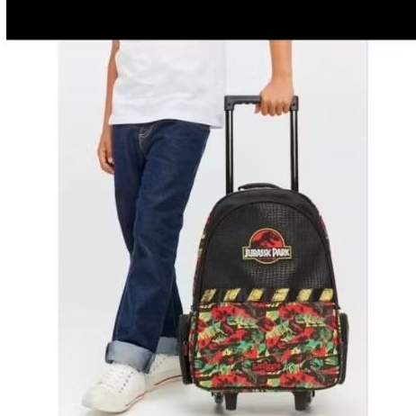 Tas Jurassic Smiggle Trolley - Tas Dorong Sekolah - Tas Koper Anak Cowok - Kado