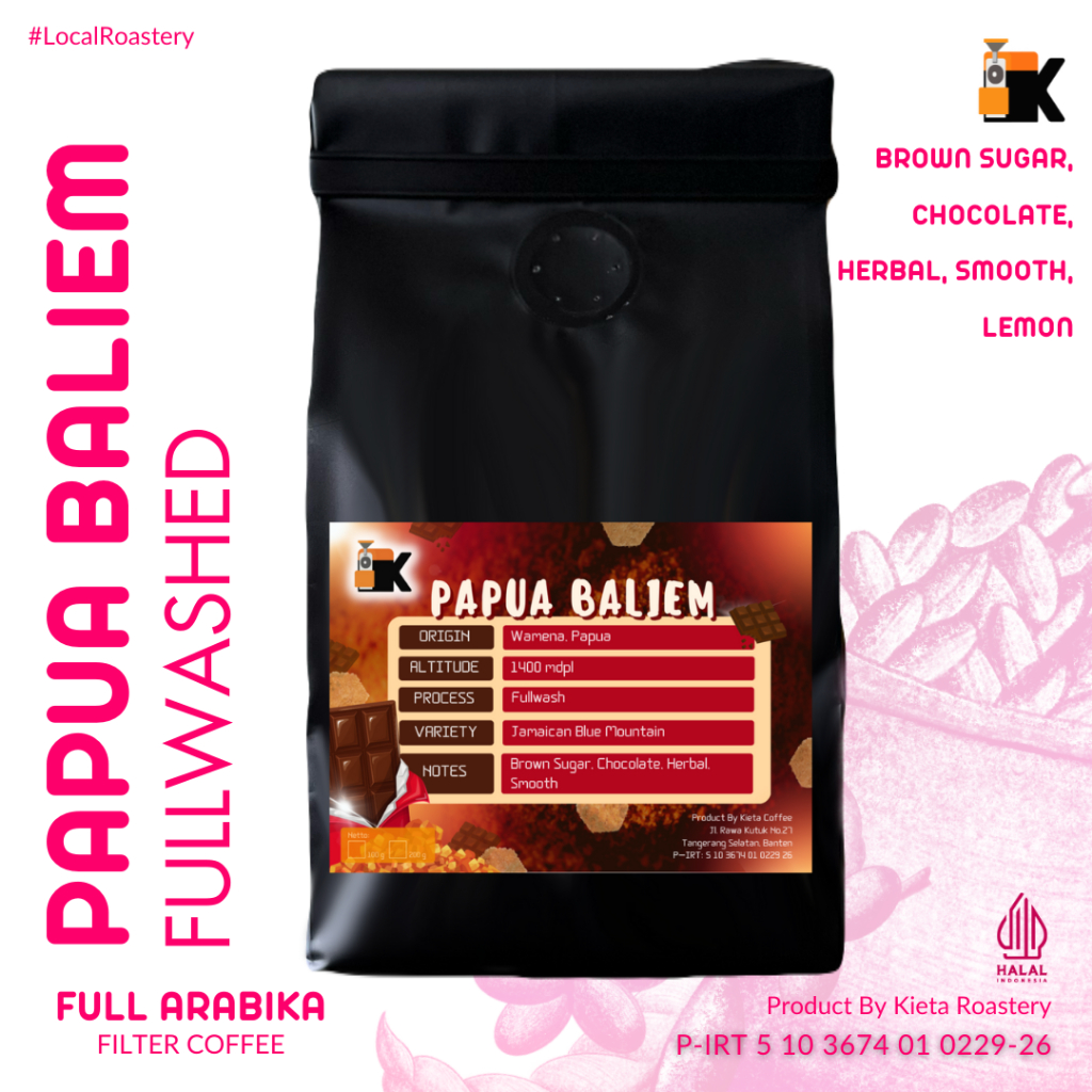 

Kieta Roastery - Biji Kopi Papua Baliem 100% Arabika 200gr / Bubuk Roasted Coffee Bean Filter Single Origin