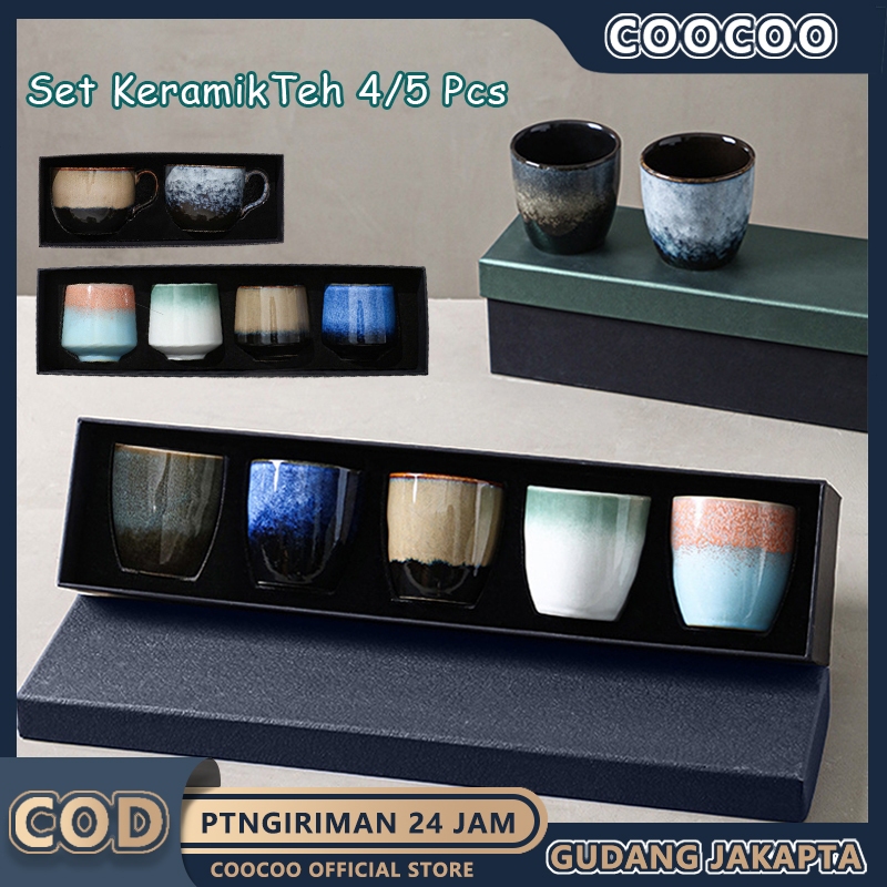 Mug Keramik Jepang Estetik Set Cangkir Teh Tea Pot Set Gift Gelas Ocha Keramik Aesthetic Souvenir Gi