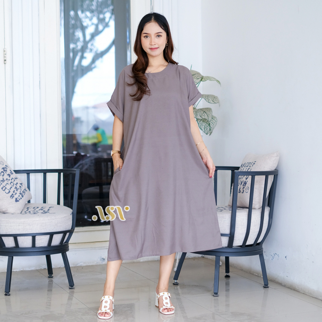 ANY DRESS | XXL XXXL 5L LD 120 130 140 Midi Dress Daster Polos Ukuran Jumbo Outfit Santai Harian Pan