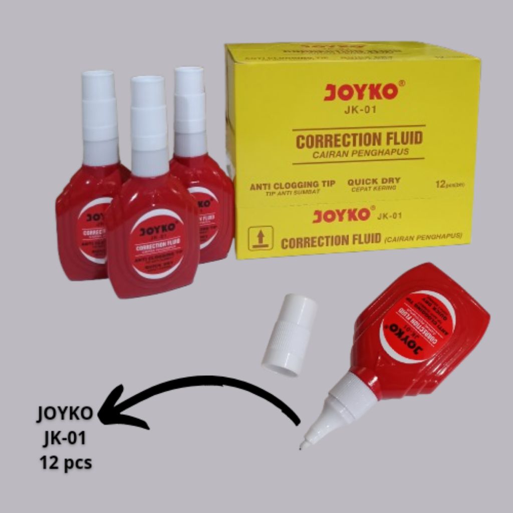 

1 BOX JOYKO JK-01 CORRECTION FLUID/CAIRAN PENGHAPUS | TIPEX JOYKO