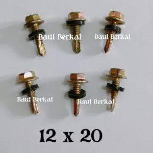 Baut Roofing isi 400pcs baut Self Drilling Screw 1kotak 400pcs Baut Baja Ringan / Atap Galvalum 12x2