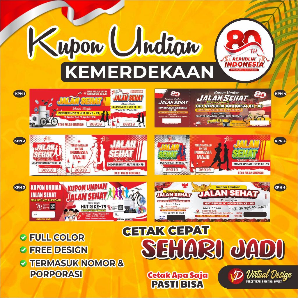 KUPON UNDIAN 20x6 Cm CUSTOM FREE SETTING | CETAK KUPON UNDIAN / KUPON AGUSTUSAN/ KUPON 17AN / KUPON 