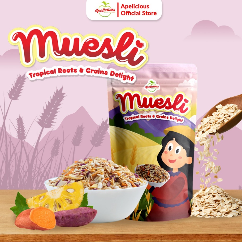 

Apelicious Muesli Tropical Roots & Grains Delight Sereal Sarapan ,- makanan snack food