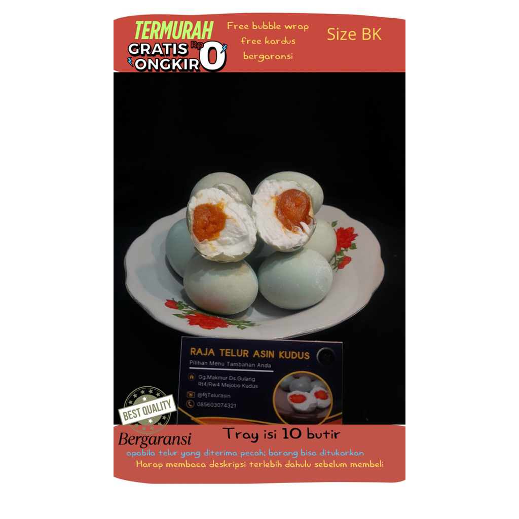 

Telur Asin Sehat & Enak Berminyak Masir Size BK isi 10