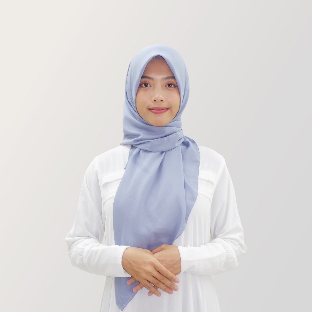 HYRA Kerudung Voal Hijab Segiempat Polos Kelim Warna Abu