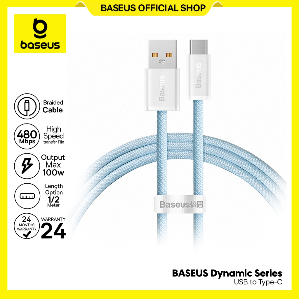 Baseus Kabel Data Dynamic USB to Type-C 100W 1M/2M Fast Charging Data Cable Android