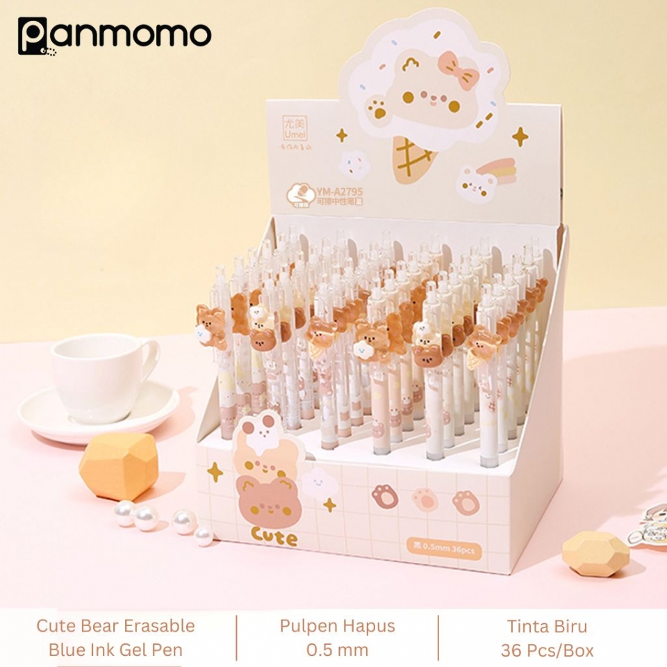

Pulpen Cute Bear Erasable Gel Ink Pen - Ballpoint Gel - Bolpen Tinta Lucu Anak Sekolah Alat Tulis