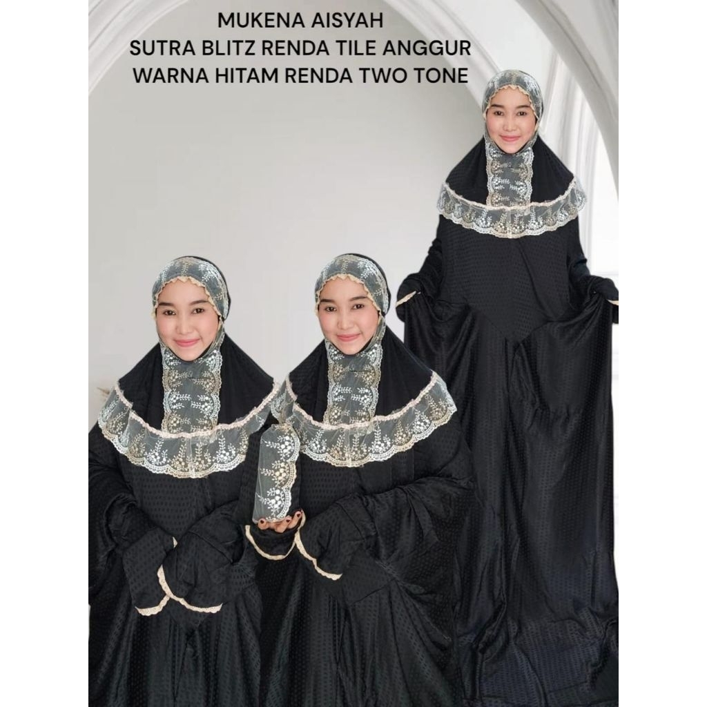 Mukena Terusan Dewasa Sutra Blitz Renda Anggur