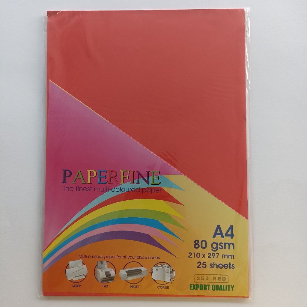 

Paperfine A4 250 Red | Kertas A4 Warna Red | Hvs A4 80 gsm | Paper Color 210X297mm