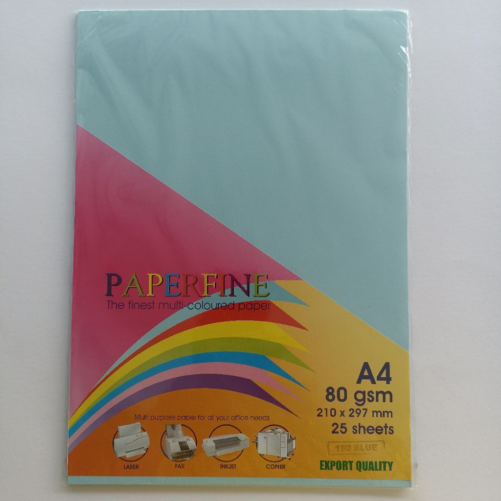 

Paperfine A4 180 Blue | Kertas A4 Warna Blue | Hvs A4 80 gsm | Paper Color 210X297mm
