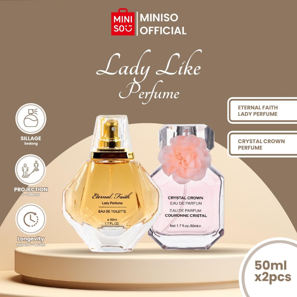 【PAKET HEMAT ISI 2】MINISO Crystal Crown+ Eternal Faith Women Official Parfum wanita EDT Perfume 50ml