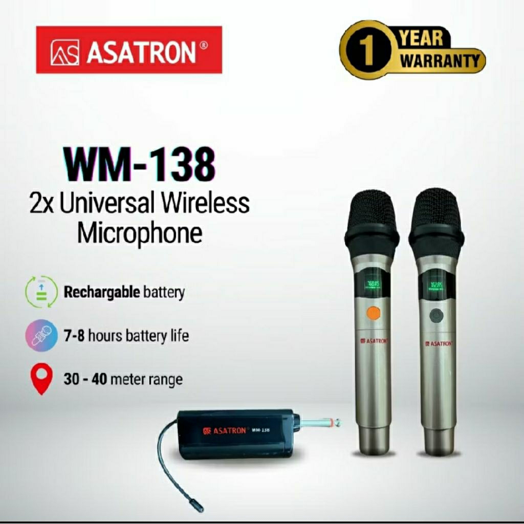 Mic wireless Asatron wm 138 2 mic wireless microphone asatron mic tanpa kabel