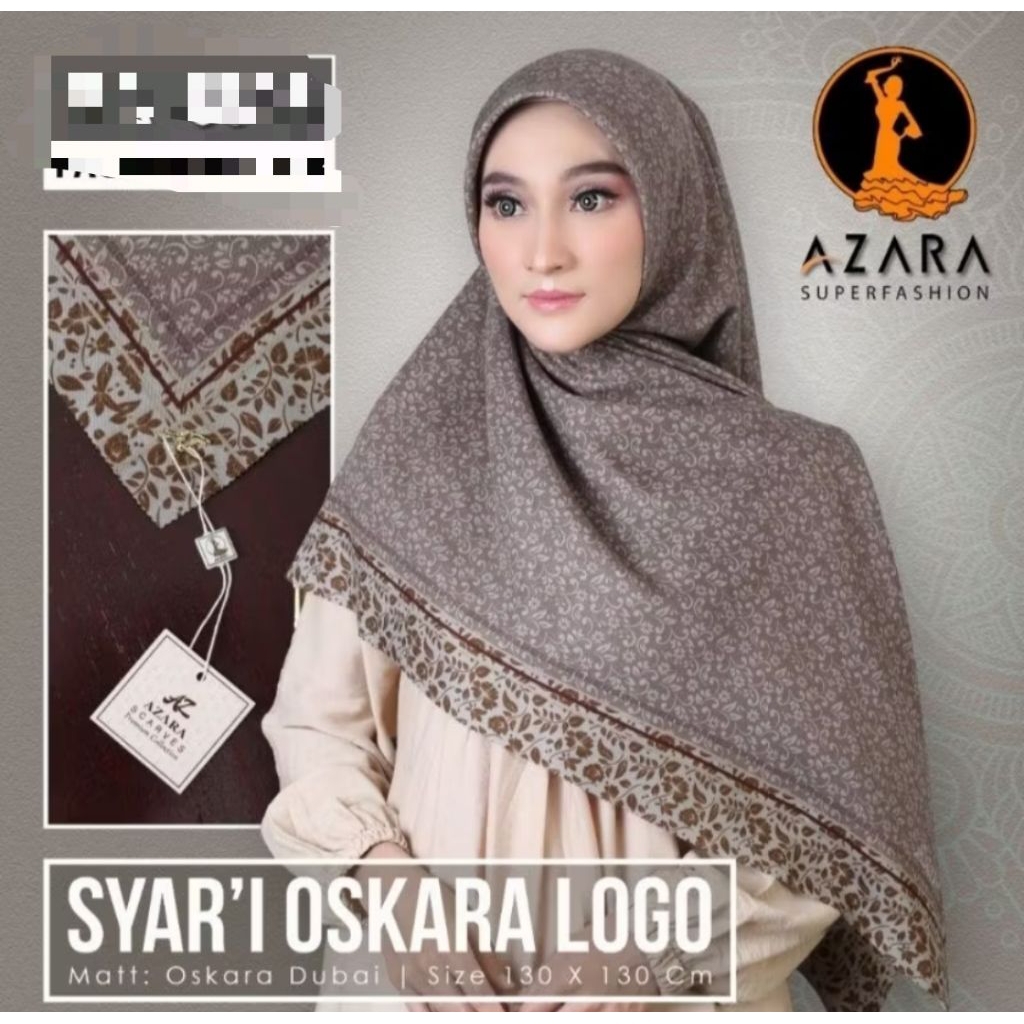 Jilbab segiempat motif syari