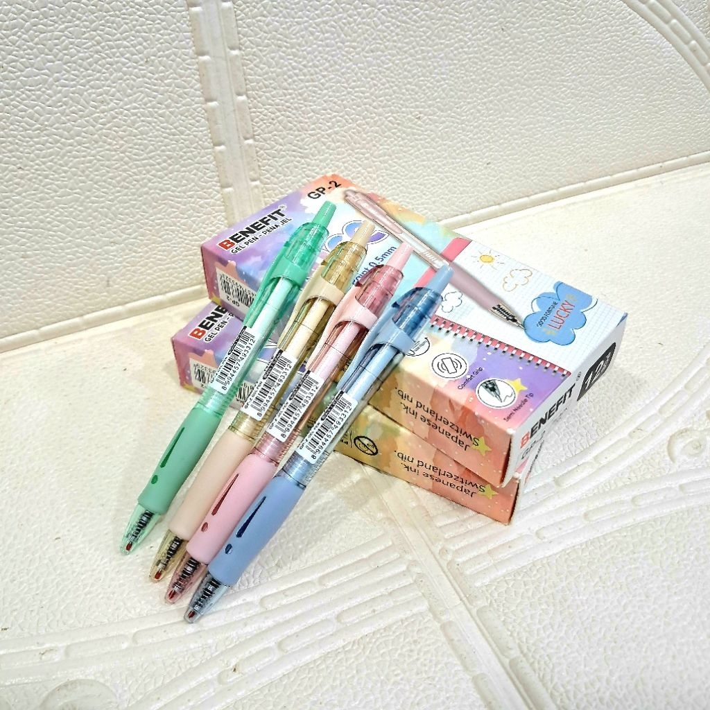 

[ 12pcs ] Pulpen Gel Cetek/Klik Benefit Nice GP-2 Tinta Gel Hitam 0.5mm