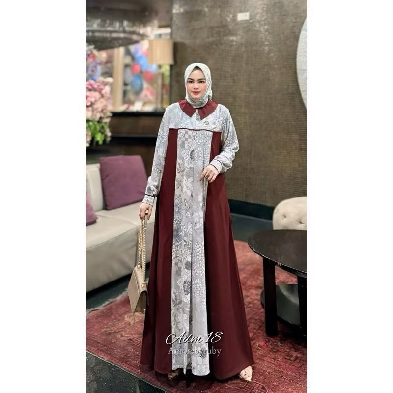 gamis modern gamis set hijab motif terbaru gamis simple elegan kekinian adm18 edisi anara set