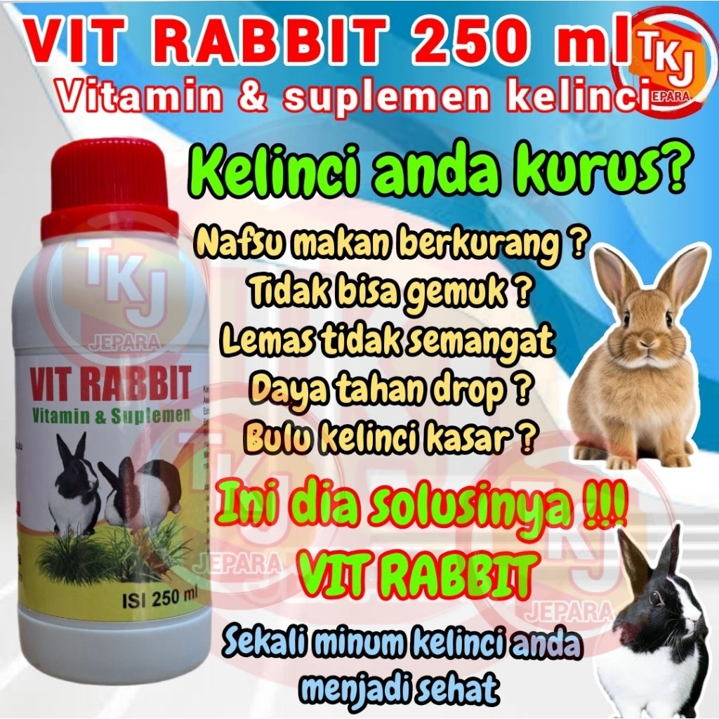 vit rabbit 250 ml  vitamin untuk kesehatan kelinci dan penggemuk kelinci