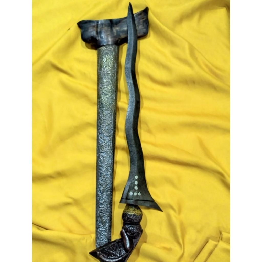 Keris Sepuh Melayu Luk 5 Tindik Perak Tua Kuno