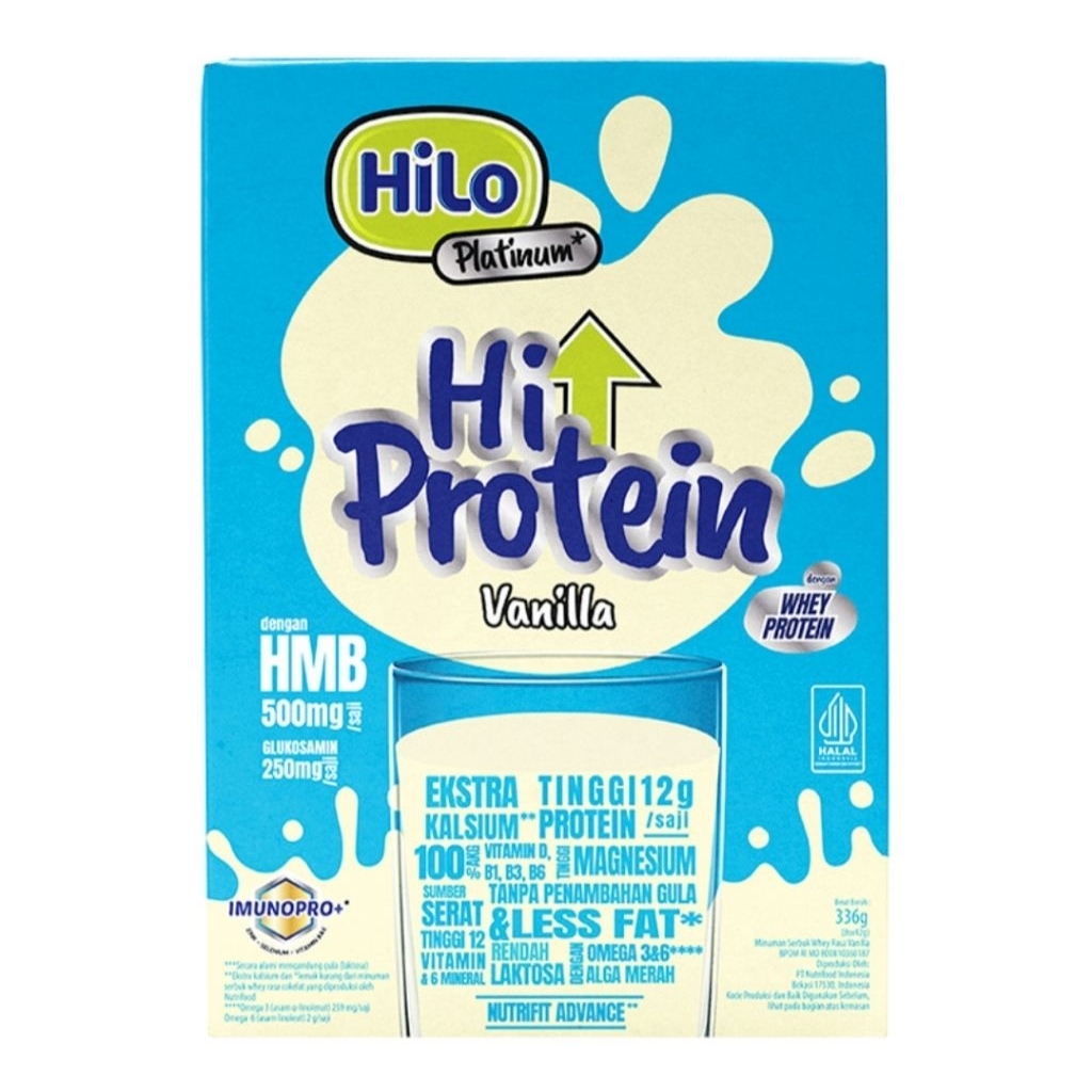

Hilo Platinum Hi Protein Whey Vanilla Susu Bubuk Tinggi Kalsium & Protein 336 g Sachet 12 x 28 g
