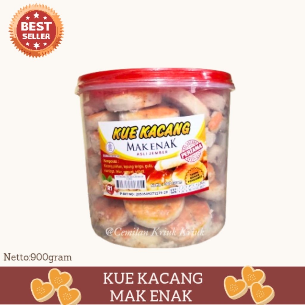 

Mak Enak-KUE KACANG ASLI JEMBER 900gram-Cemilan Kriuk Kriuk
