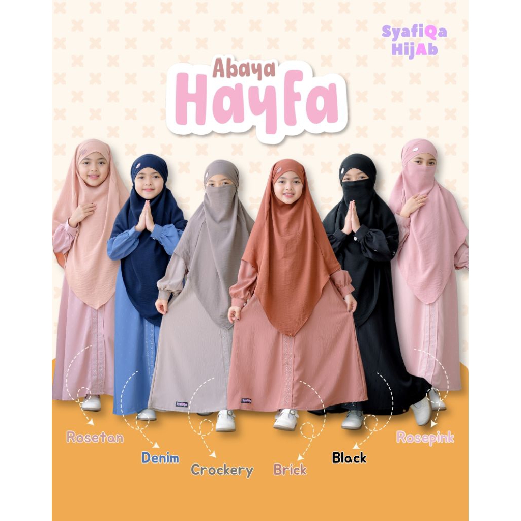 Abaya Hayfa By Syafiqa Hijab//Abaya Anak, Remaja dan Dewasa//Abaya Hitam//Abaya Denim//Gamis Syar'i 