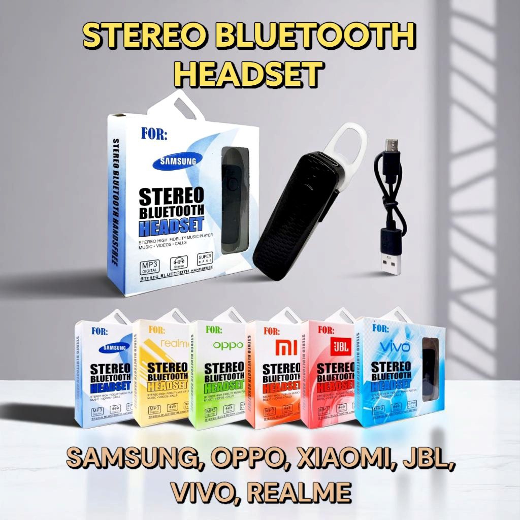 Earphone Bluetooth Stereo Wireless Jernih Kompatibel Handsfree Headset infinix [packing kecil]