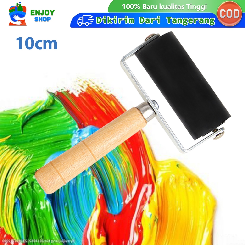 

10cm Roller Karet Hard Pinggang Roll Wooden Handle Ink Roller Roll Grafis Untuk Printmaking