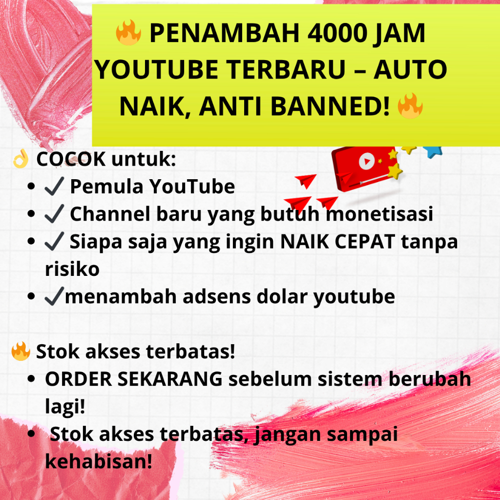 ALAT VieWERyoutubE 4000Jam retensi tinggi jamTAyang Premiumm viewSyoutube PROMO super
