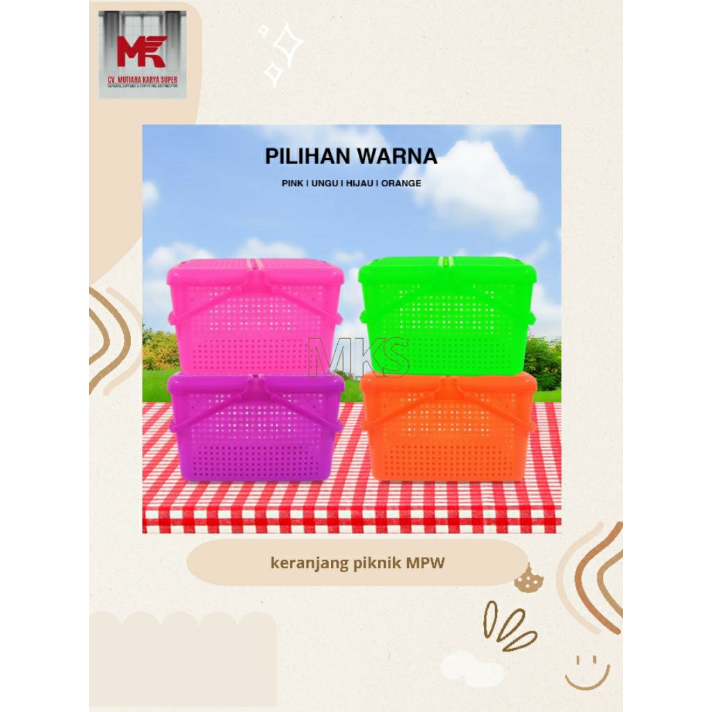 KERANJANG PIKNIK MPW WARNA | KERANJANG KUCING | KERANJANG SERBAGUNA