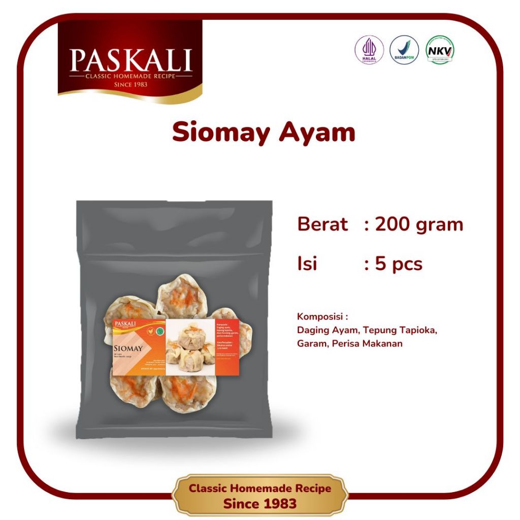 

Siomay Ayam Paskali 180 Gram Isi 5 Pcs