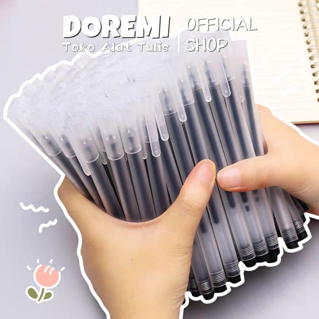

（Ready）50-100PCS Pulpen Gel Hitam 0.5mm KEKE Cangkang Buram Transparan Standard Pena Ujung Lancip Pena Gel Runcing 3 Warna Pulpen Perlengkapan Sekolah - Stationery