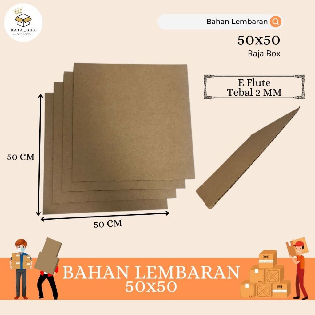 

Lembaran E Flute 2mm Ukuran 50x50 Bahan Kardus Lembaran