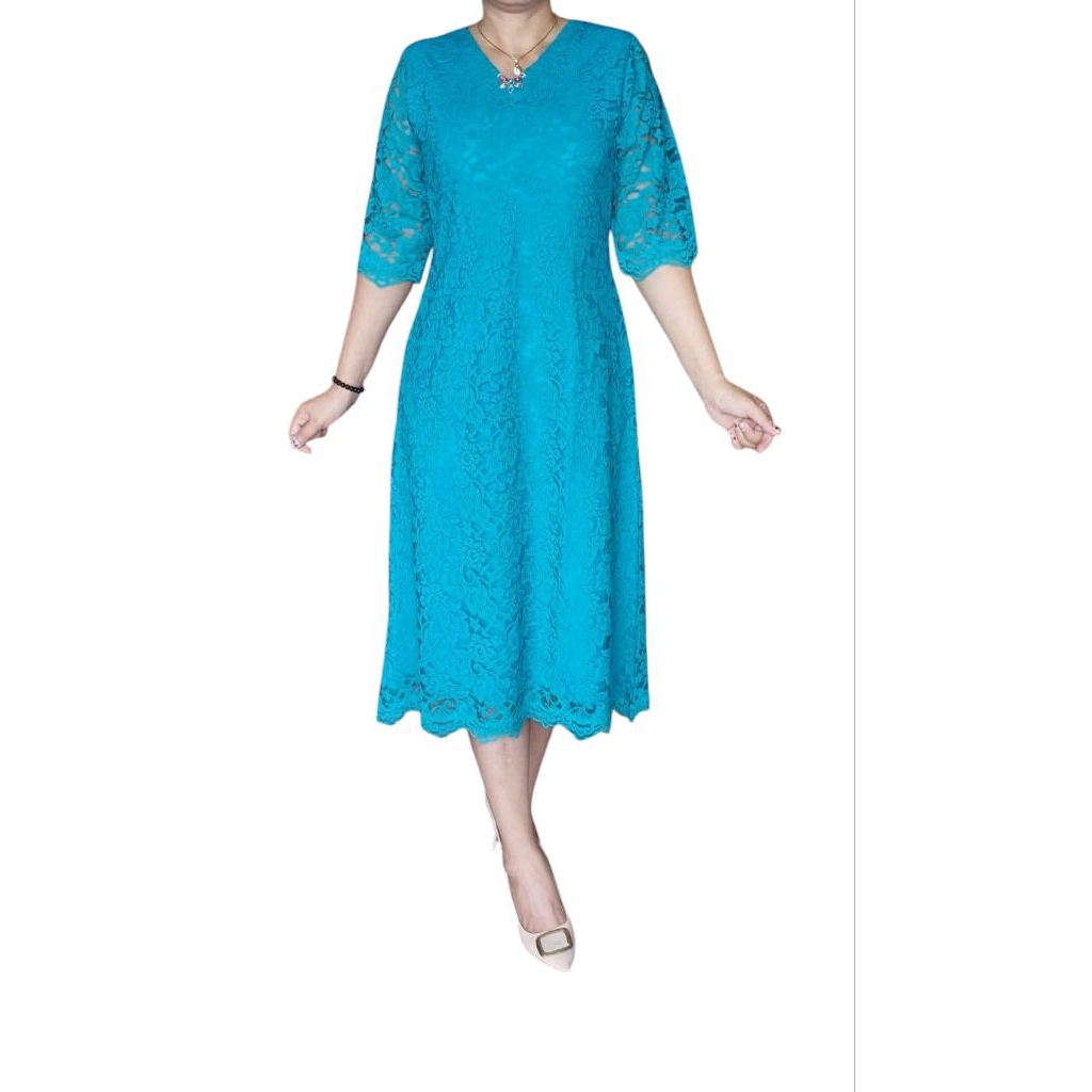 Dress Brokat Natal Kekinian / Gaun Pesta / Dress Kebaya Modern Miss Nauli – Bisa Custom Warna & Size