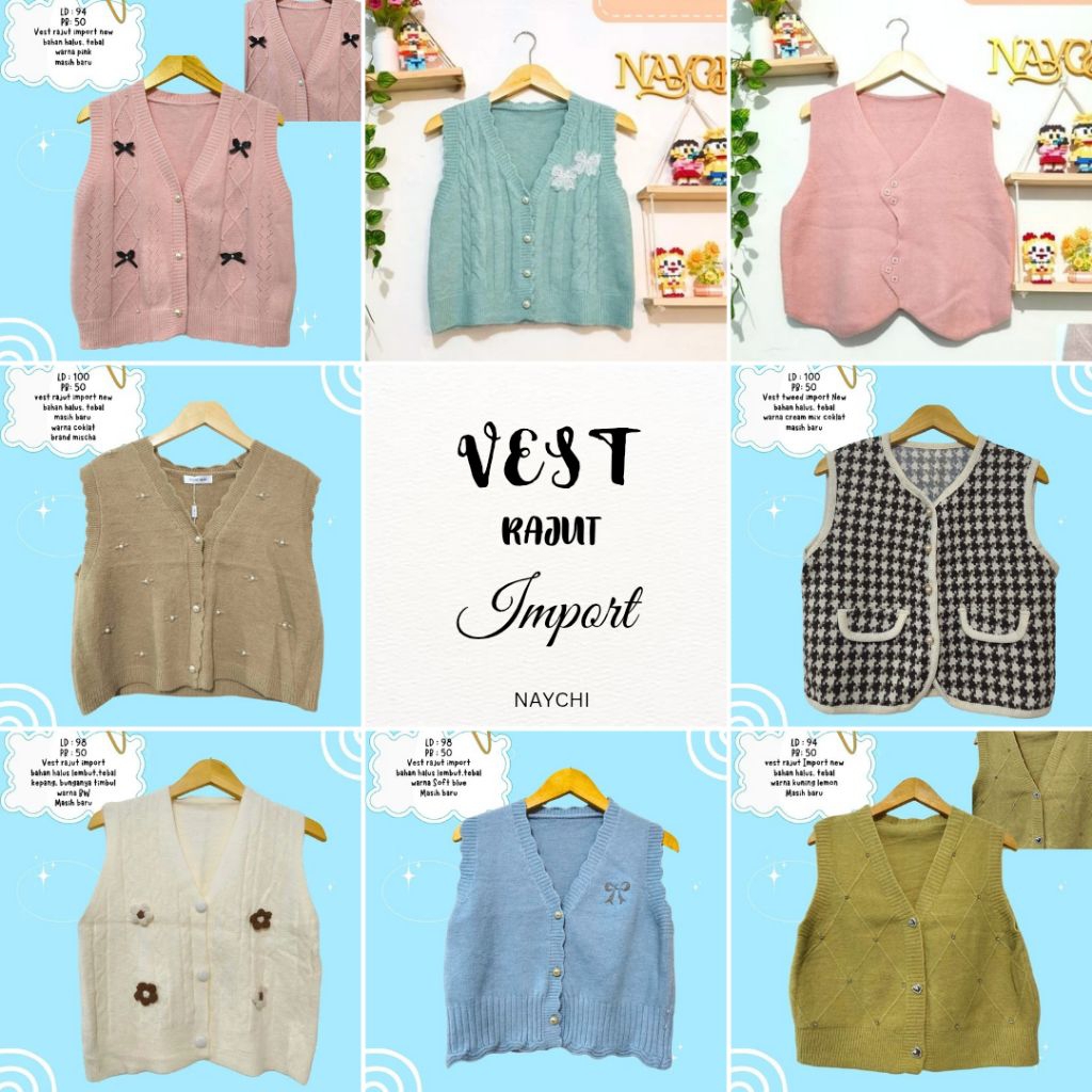NEW Vest Tweed baru/vest import/vest terbaru/vest rajut import/vest rajut