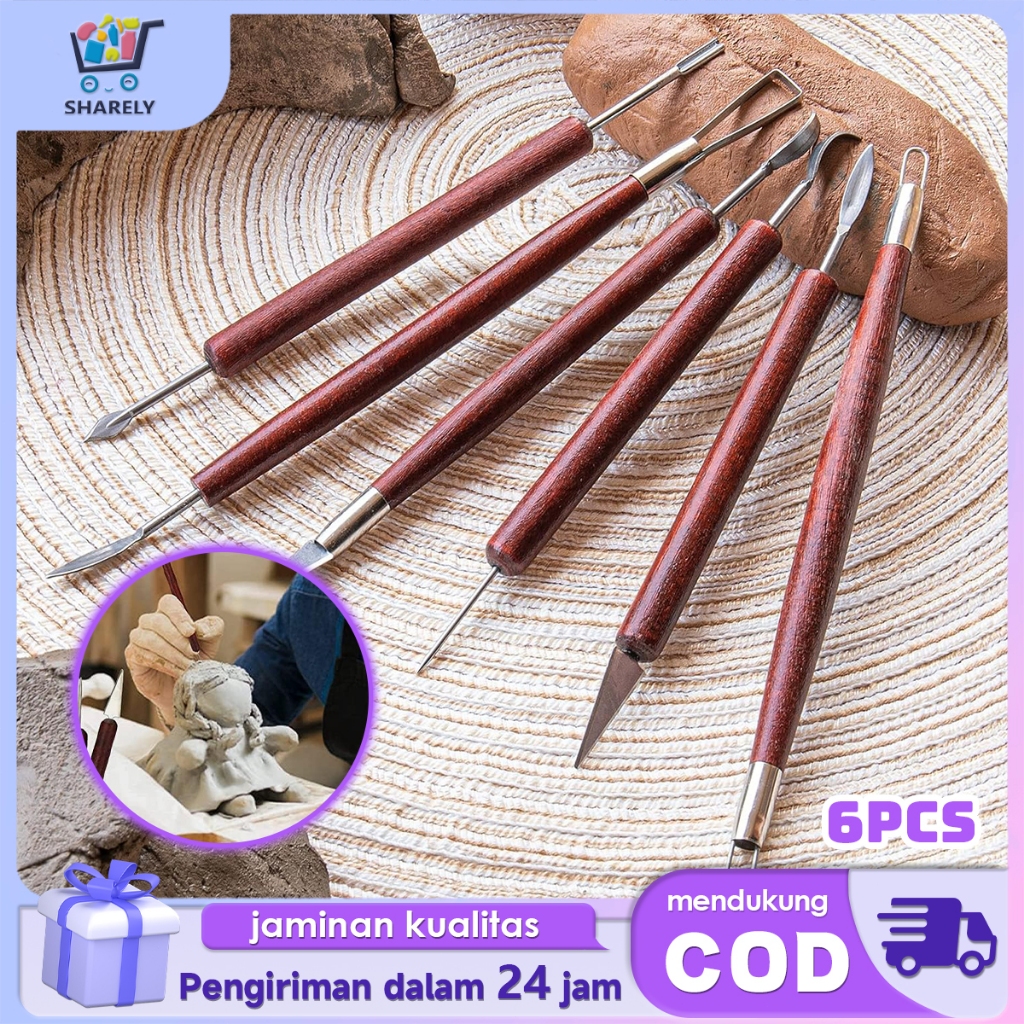 

Alat Ukir 6pcs Set Spatula For Sculpturing Clay Sculpting Gagang Kayu Dan Pisau Baja Tahan Karat