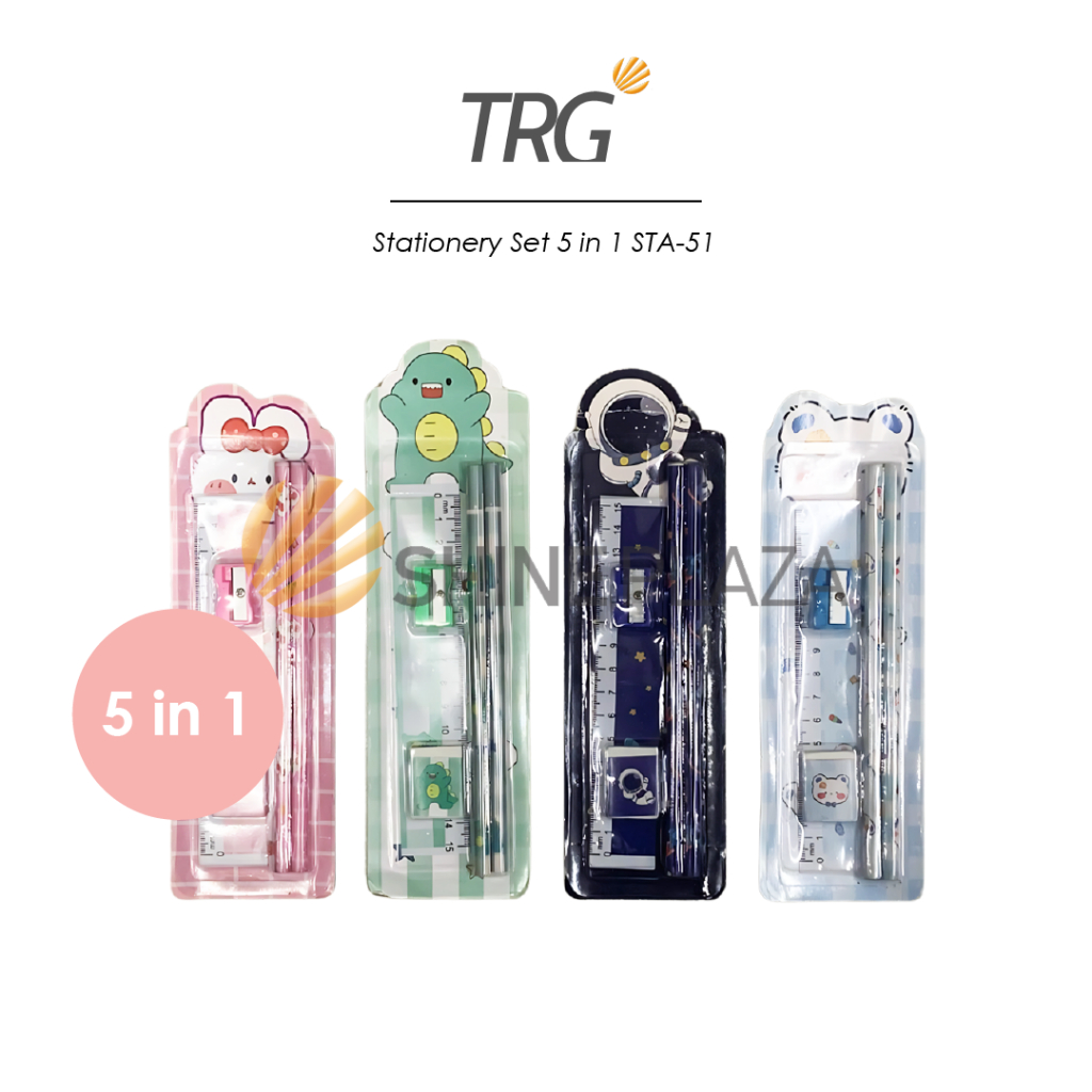 

TRG Stationery Pencil Eraser Ruler Sharpener Set 5 in 1 STA-51 - Set Alat Tulis Pensil Penghapus Penggaris Rautan TRG
