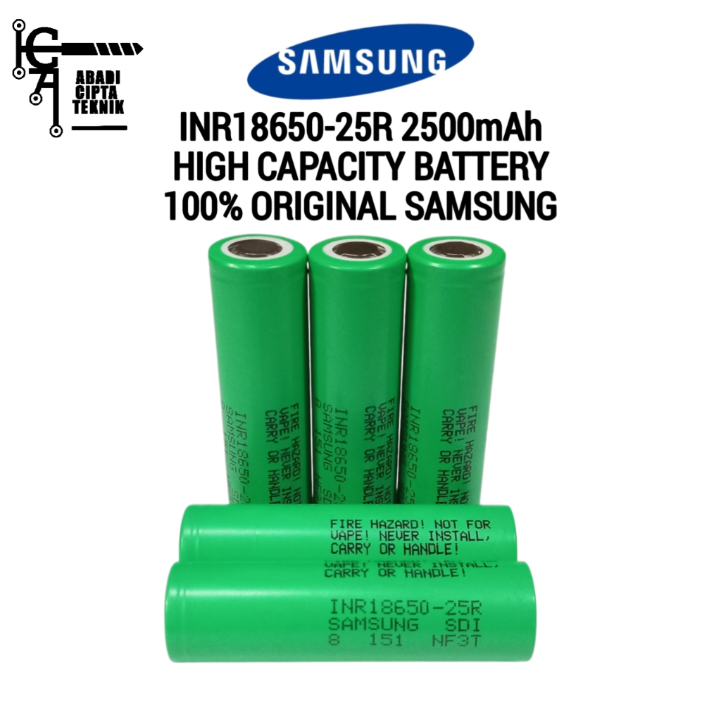 SAMSUNG INR18650-25R 2500mAh 20A ORIGINAL 18650 Battery Baterai