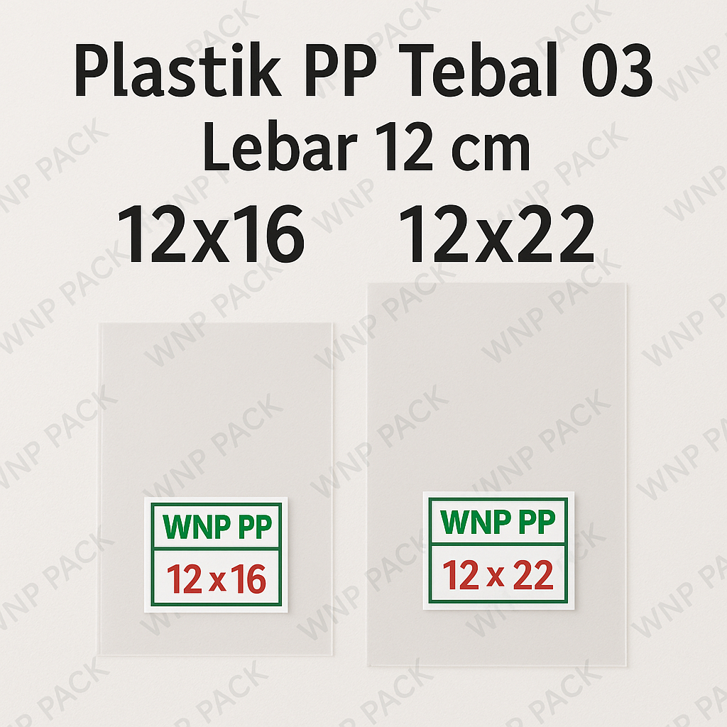 Plastik PP Lebar 12 Tebal 03 12x16 12x22 Kantong Bening Transparan