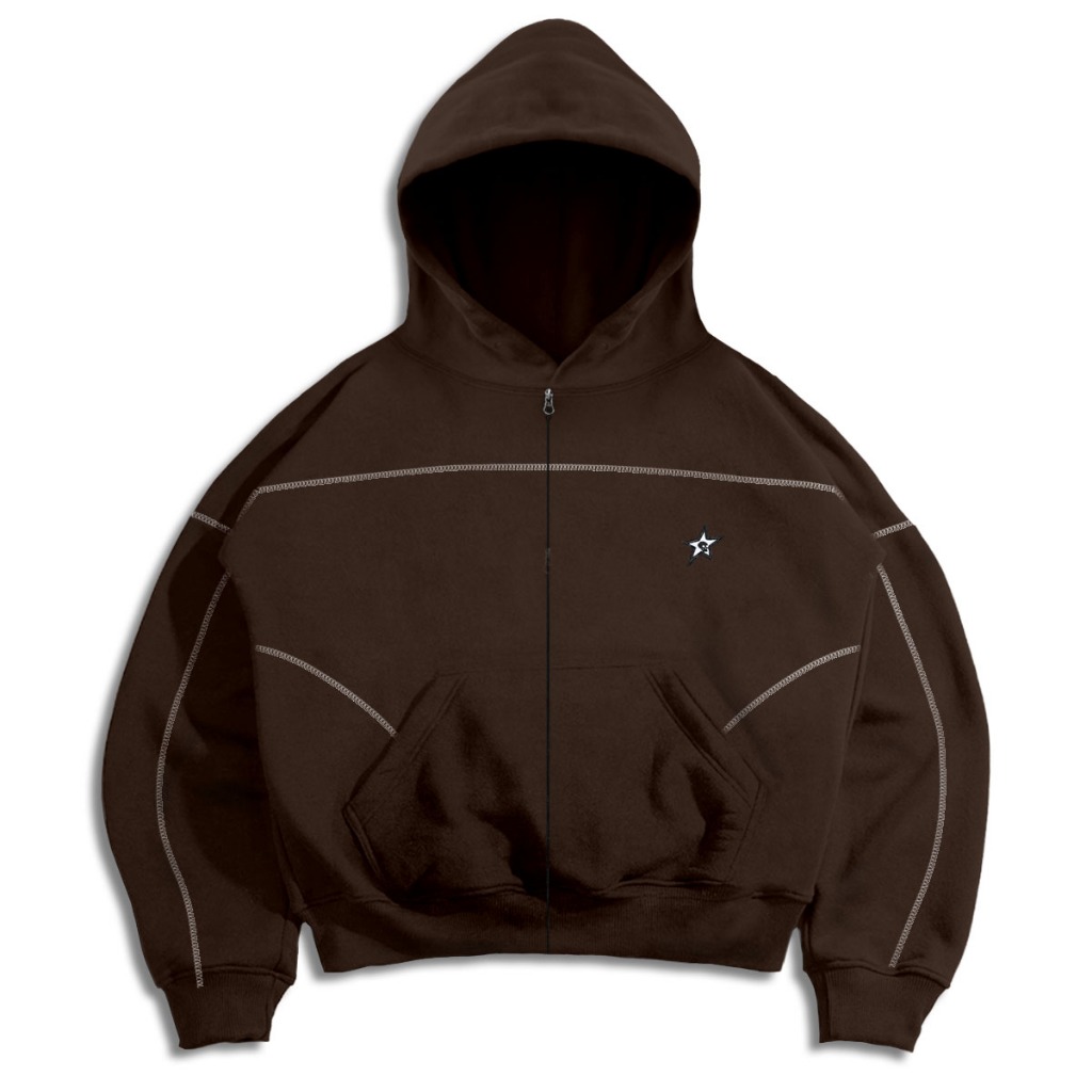 Zip Hoodie Boxy oversize Fillingstreet - Line Brown