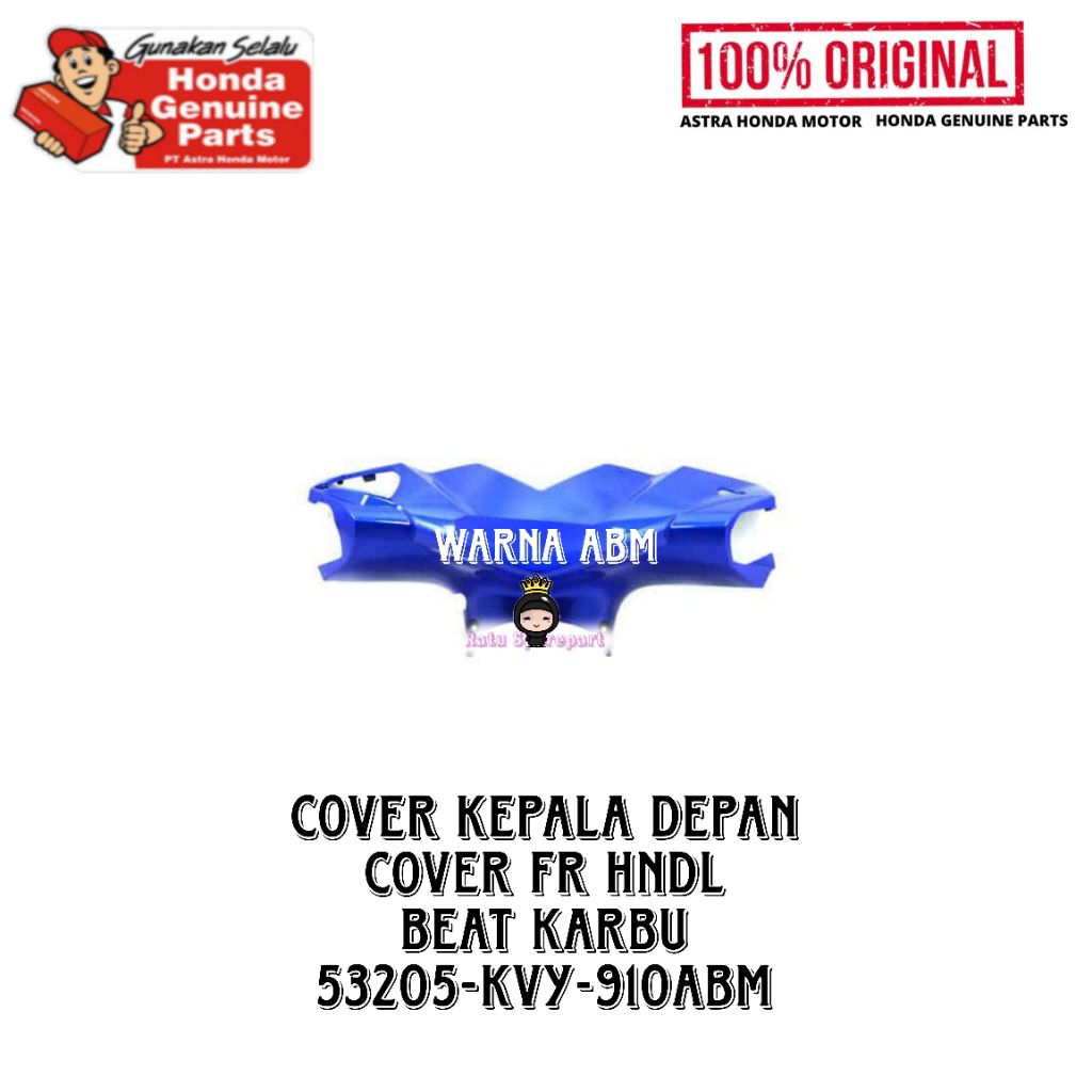 Cover Fr Handle BeAT Karbu Original - 53205KVY910ABM - Cover Kepala Depan BeAT Karbu - Batok Kepala 