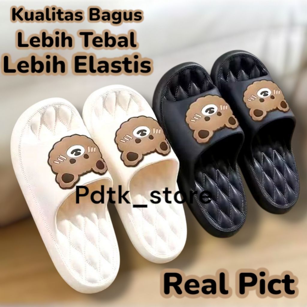 Sandal Wanita Slop Karet Silicon Jelly Beruang Lucu