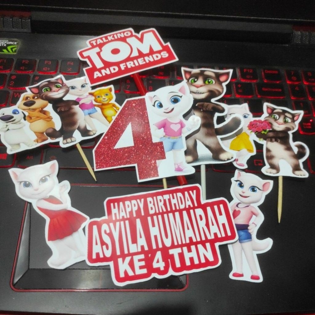 cake topper hiasan kue talking tom angela 250625