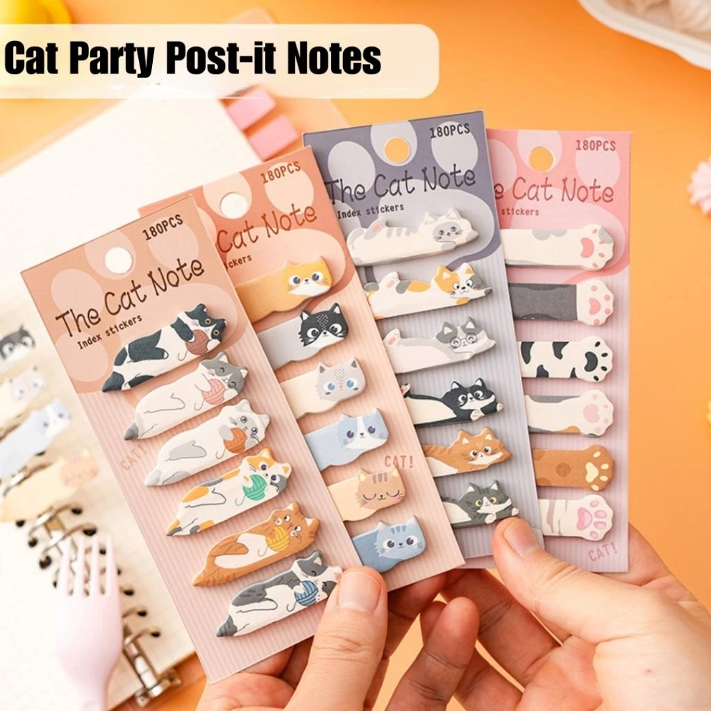 

DYPACK Catty Memo Pads: Adorable Cat-Themed Sticky Note Kucing Pembatas Buku Kucing Lucu 180lembar