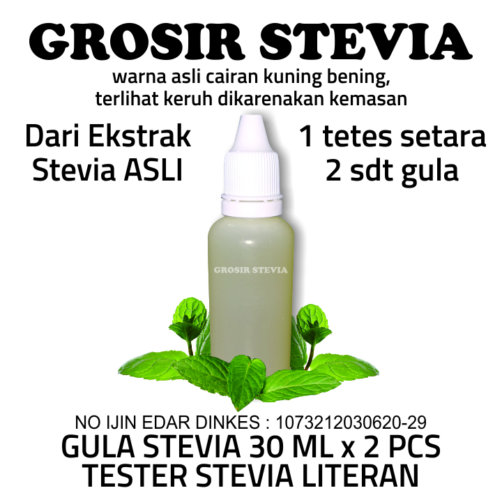 

STEVIA CAIR 30ML x 2 PCS, TESTER STEVIA LITERAN