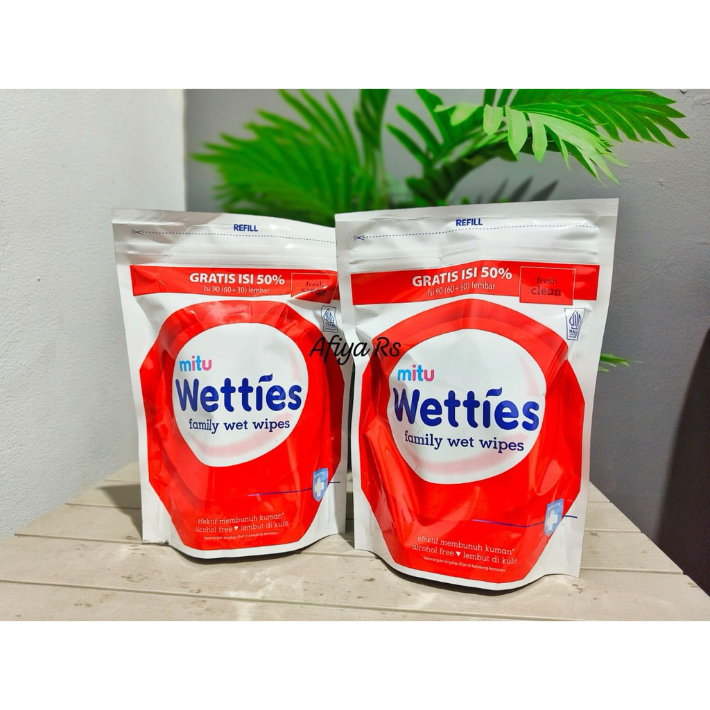 Mitu Wetties Tisue Basah Antiseptik / Tissu Basah Antibacterial Refill 90s