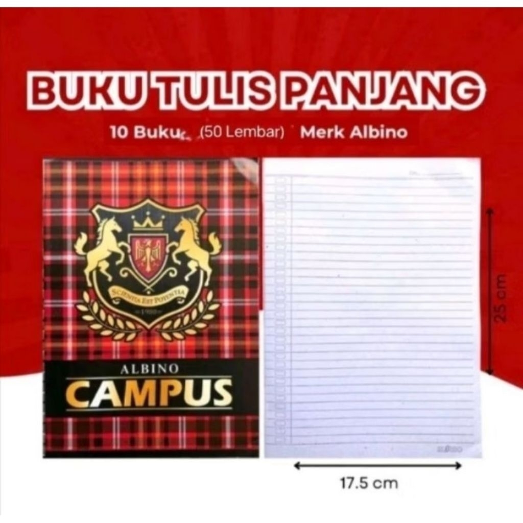 

buku tulis panjang albino isi 50 lembar 1 pak 10 buku (buku boxy)