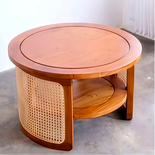 Meja tamu bulat rotan meja teras rotan meja rotan minimalis D50